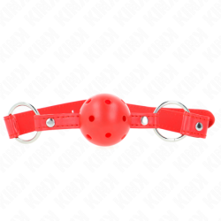 Mordaça De Bola 4 Cm Transpirável Com Rebite Duplo Modelo 1 Vermelho 62 X 2.5 Cm Ajustável 42-58 Cm