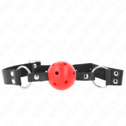 Mordaza De Bola 4 Cm Transpirable Con Doble Remache Rojo 62 X 2.5 Cm Ajustable 42-58 Cm