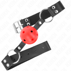 Kaganiec z Kulą 4 Cm Oddychający z Podwójnym Nitem Czerwony 62 X 2.5 Cm Regulowany 42-58 Cm