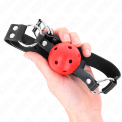 Kaganiec z Kulą 4 Cm Oddychający z Podwójnym Nitem Czerwony 62 X 2.5 Cm Regulowany 42-58 Cm
