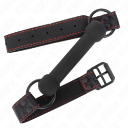 Bâillon en Forme d'Os avec Sangle Similicuir Noir Réglable 41-57 Cm