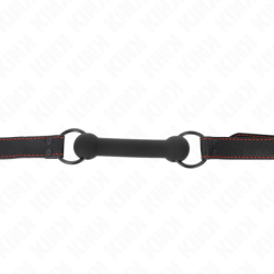 Kostná forma gag s nastaviteľným popruhom z PU kože, čierna, 41-57 cm
