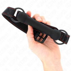 Kostná forma gag s nastaviteľným popruhom z PU kože, čierna, 41-57 cm