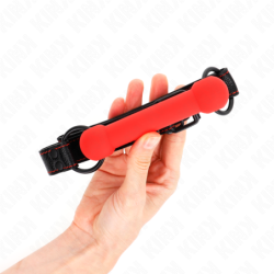 Bâillon en Forme d'Os avec Sangle Similicuir Rouge Réglable 41-57 Cm