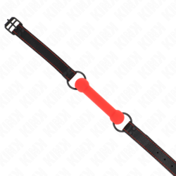Bâillon en Forme d'Os avec Sangle Similicuir Rouge Réglable 41-57 Cm