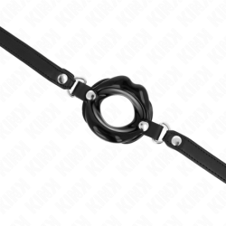 Bâillon Labial 8 Cm Avec Sangle En Similicuir Noir 63 X 2 Cm Réglable 39-58 Cm