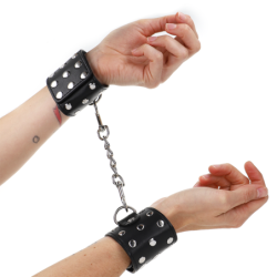 Algemas Com Fecho De Pressão Cheio De Tachas Ajustável Preto 19-24 Cm X 5.5 Cm