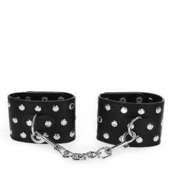Lisice s kopčom na pritisak pune zakovica podesive crne 19-24 cm x 5,5 cm