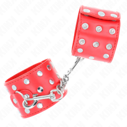 Algemas Com Fecho De Pressão Cheio De Tachas Ajustável Vermelho 19-24 Cm X 5.5 Cm