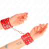 Algemas Com Fecho De Pressão Cheio De Tachas Ajustável Vermelho 19-24 Cm X 5.5 Cm