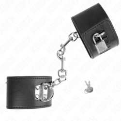 Mustade reguleeritavate luku käeraudadega 16–23 cm x 5,5 cm