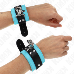 Muñequeras Con Cierre Premium Negro / Azul Ajustable 21-28 Cm X 5.5 Cm