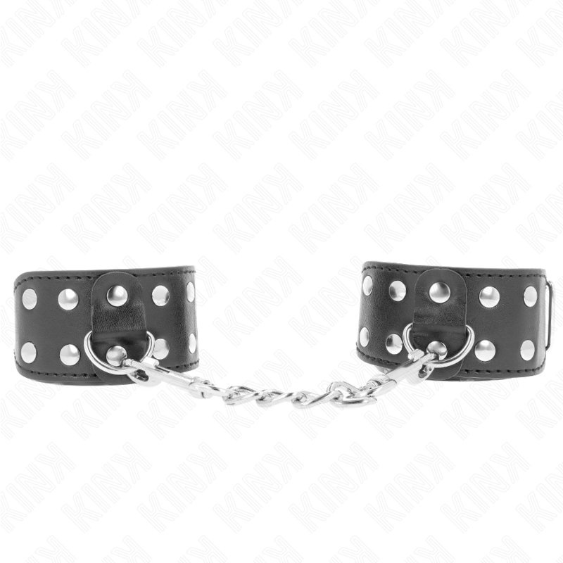 Pulseiras de Punho Com Linha Dupla de Tachas Ajustável Preto