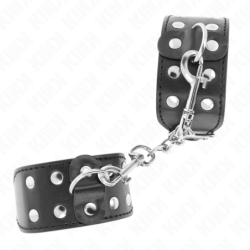 Pulseiras de Punho Com Linha Dupla de Tachas Ajustável Preto