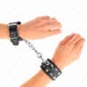 Pulseiras de Punho Com Linha Dupla de Tachas Ajustável Preto