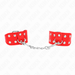 Pulseiras de Punho Com Linha Dupla de Tachas Ajustável Vermelho