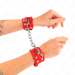 Pulseiras de Punho Com Linha Dupla de Tachas Ajustável Vermelho