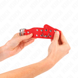 Pulseiras de Punho Com Linha Dupla de Tachas Ajustável Vermelho