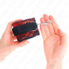 Kurze Samt-Spitzen-Handfesseln mit roter/schwarzer Nylonverbindung 23 x 6,5 cm