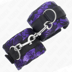 Pulseiras Curtas De Renda Veludo E União De Nylon Violeta/Preto 23 X 6.5 Cm