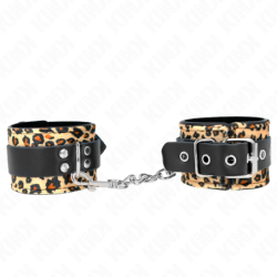 Muñequeras De Cuero Estilo Leopardo Ajustable 18-29 Cm X 5.5 Cm