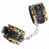 Usnjene Lisice z Leopardjim Vzorcem, Nastavljive 18-29 Cm X 5.5 Cm