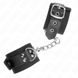 Juodos spalvos nailoniniai riešo raišteliai su reguliuojamu juodos odos dirželiu 19–29 cm x 5,1 cm