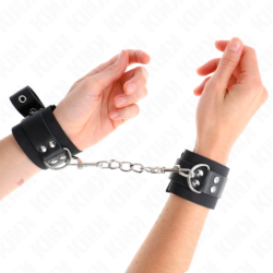 Juodos spalvos nailoniniai riešo raišteliai su reguliuojamu juodos odos dirželiu 19–29 cm x 5,1 cm