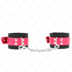 Muñequeras De Nylon Negro Con Correa Polipiel Fuscia Ajustable 19-29 Cm X 5.1 Cm