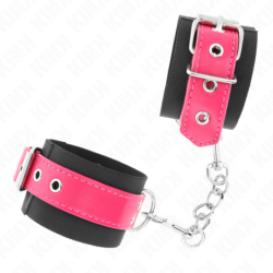 Juodos spalvos nailono rankogaliai su reguliuojamu fuksijos spalvos dirželiu iš dirbtinės odos 19–29 cm x 5,1 cm