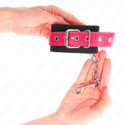 Juodos spalvos nailono rankogaliai su reguliuojamu fuksijos spalvos dirželiu iš dirbtinės odos 19–29 cm x 5,1 cm