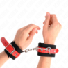 Menottes en nylon noir avec sangle en similicuir rouge ajustable 19-24 cm x 5,5 cm