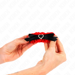 Pulseiras Elásticas de Renda com Detalhe Coração Vermelho Ajustável 22-35 Cm