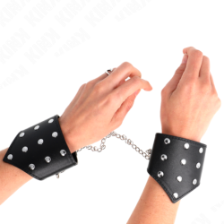 Menottes Style Pointu Noir Avec Chaîne Ajustable 17-23 Cm X 8.5 Cm