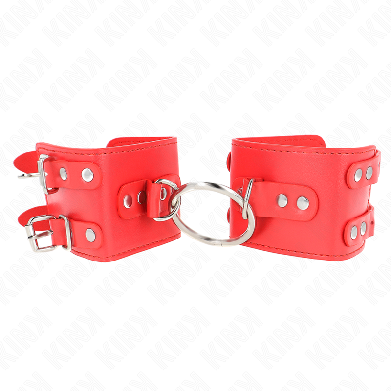 Algemas Fixas Com Argola E Tachas Vermelho Ajustável 17-22 Cm X 6.5 Cm