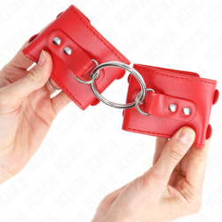 Algemas Fixas Com Argola E Tachas Vermelho Ajustável 17-22 Cm X 6.5 Cm
