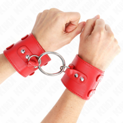 Algemas Fixas Com Argola E Tachas Vermelho Ajustável 17-22 Cm X 6.5 Cm