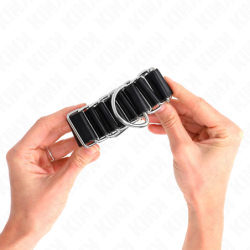 Algemas Finas Em Forma De Dobradiça Preto Ajustável 16-22 Cm X 3.5 Cm