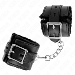 Algemas Forradas Com Buracos Quadrados Preto E Correia Preta Ajustável 17-29 Cm X 6 Cm
