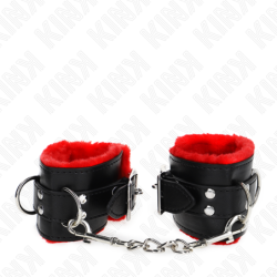 Algemas Forradas Com Orifícios Quadrados Vermelho E Correia Preta Ajustável 17-29 Cm X 6 Cm