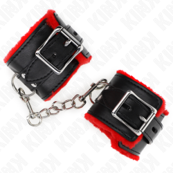 Algemas Forradas Com Orifícios Quadrados Vermelho E Correia Preta Ajustável 17-29 Cm X 6 Cm