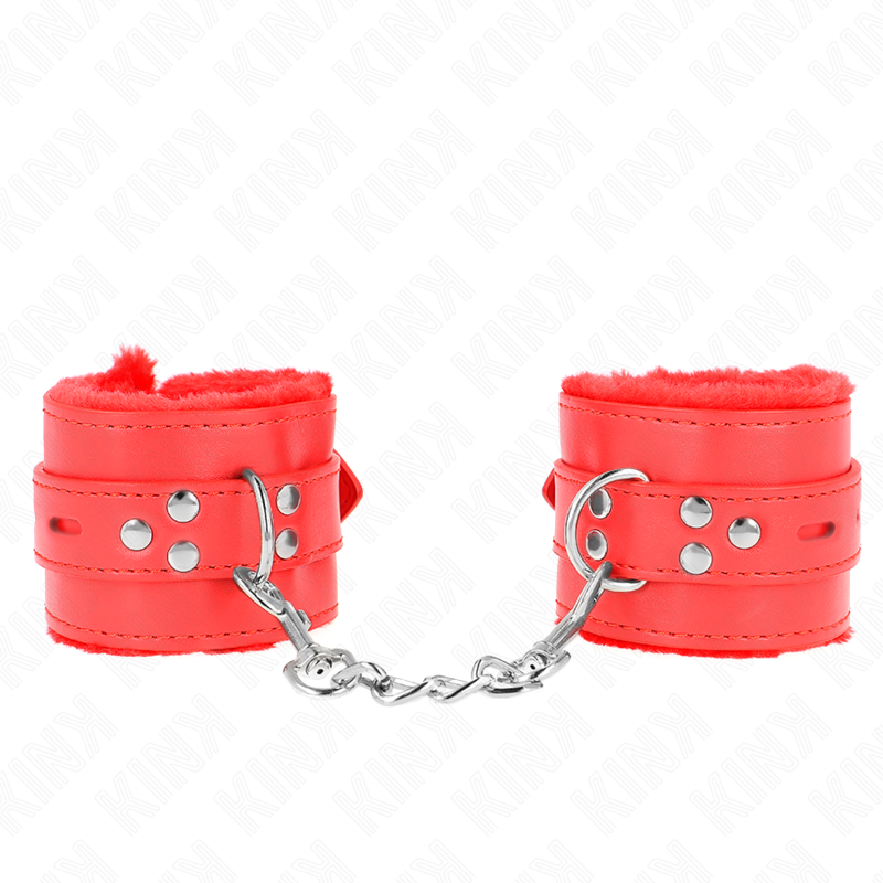 Lined Wrist Restraints With Square Holes Red And Adjustable Red Strap 17-29 Cm X 6 Cm