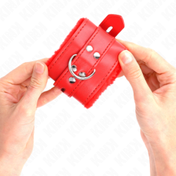 Lined Wrist Restraints With Square Holes Red And Adjustable Red Strap 17-29 Cm X 6 Cm