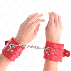Lined Wrist Restraints With Square Holes Red And Adjustable Red Strap 17-29 Cm X 6 Cm