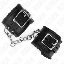 Algemas Forradas Pretas Com Correia Preta Ajustável 20-29 Cm X 5.5 Cm