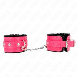 Algemas Forradas Premium Pretas Com Correia Fúcsia Ajustável 17-29 Cm X 6 Cm