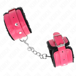 Polsini Foderati Premium Neri Con Cinturino Fucsia Regolabile 17-29 Cm X 6 Cm