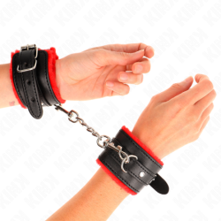 Algemas Forradas Premium Vermelho Com Correia Preta Ajustável 17-29 Cm X 6 Cm