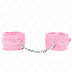 Algemas Forradas Premium Rosa Com Correia Rosa Ajustável 17-29 Cm X 6 Cm