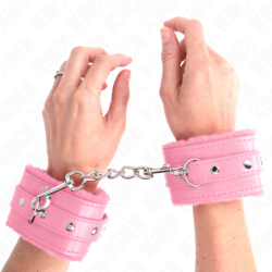Premium Roze Gevoerde Polsbanden Met Verstelbare Roze Riem 17-29 Cm X 6 Cm